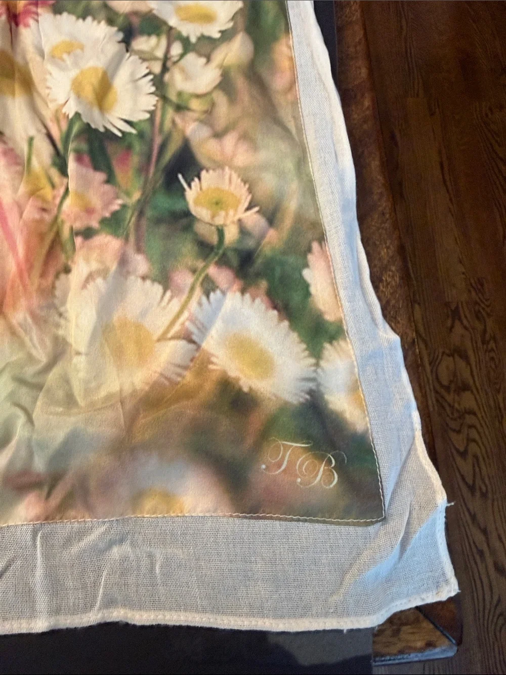 Ted Baker London Floral Watercolor Scarf in Cream, Pink, Green and Yellow